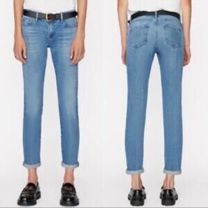 Frame Denim Le Garcon Light Sky Blue Straight Leg Mid Rise Boyfriend Jeans